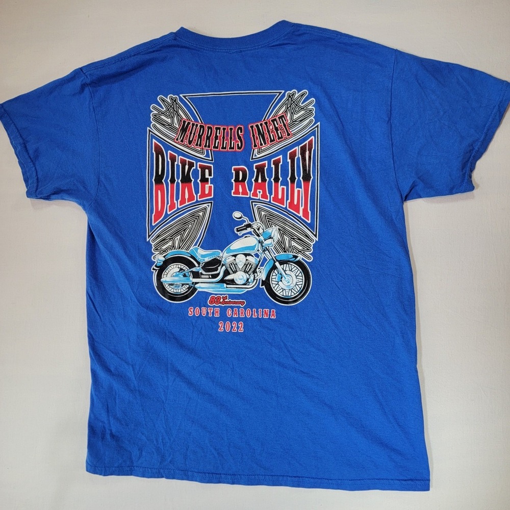 Murrells Inlet Bike Rally 2022 Blue Graphic T-Shirt Mens Medium South Carolina